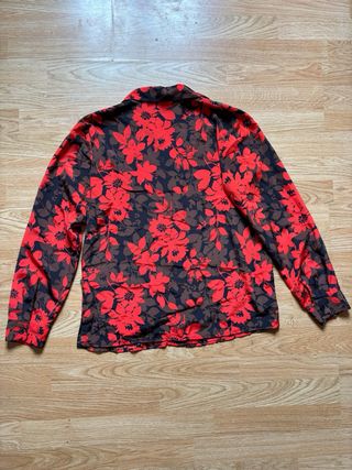 Camisa vintage floral marrón y naranja