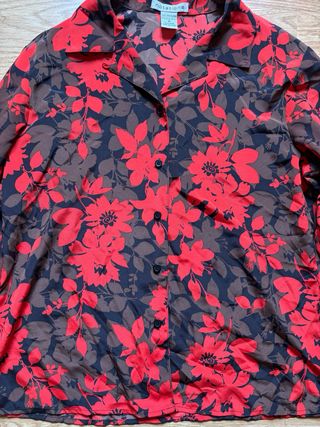 Camisa vintage floral marrón y naranja