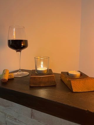Portacandele artigianale in rovere - Legno di botte