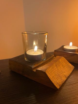 Portacandele artigianale in rovere - Legno di botte