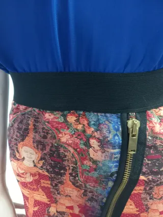 Vestido Stradivarius Azul y Multicolor