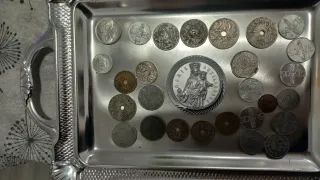 Lote Monedas Antiguas: 50, 25, 10 Cts y Perras Gor