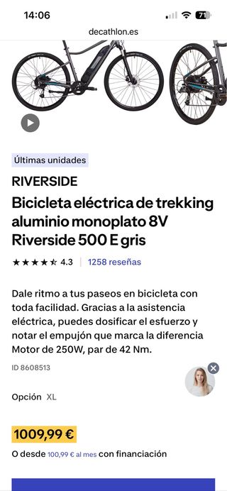 Bicicleta Eléctrica Riverside Gris