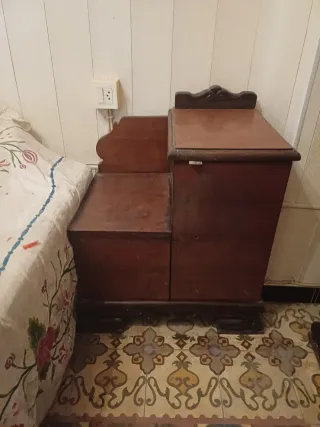 Mueble tocador antiguo madera y cristal