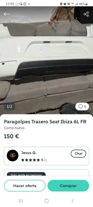 Paragolpes Trasero Seat Ibiza 6L FR