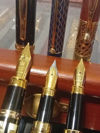 Collezione di penne stilografiche in astuccio di legno