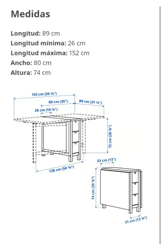 Mesa plegable/abatible IKEA NORDEN.