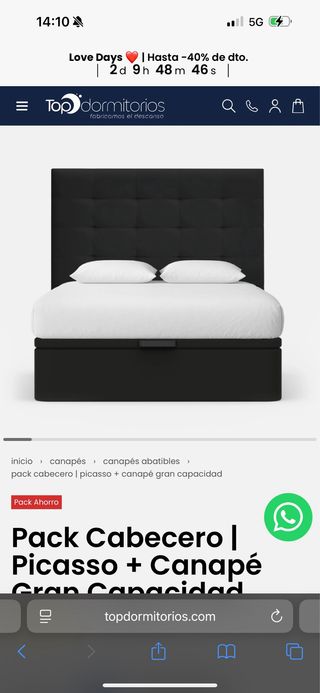 Cama 150 Top Dormitorios Negra
