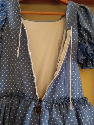 Vestido Flamenca Niña Azul Lunares