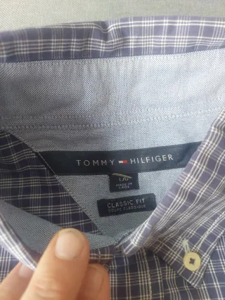 Camisa Tommy Hilfiger cuadros azul y blanco