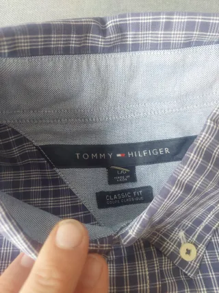 Camisa Tommy Hilfiger cuadros azul y blanco