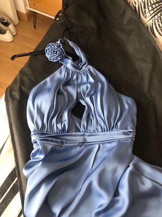 Vestido largo azul para bodas y fiestas