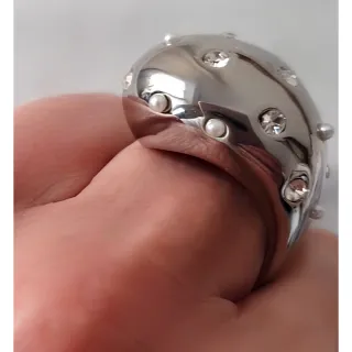 Parure BYS acciaio zirconi, orecchini, anello