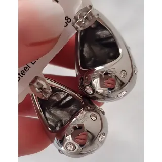 Parure BYS acciaio zirconi, orecchini, anello