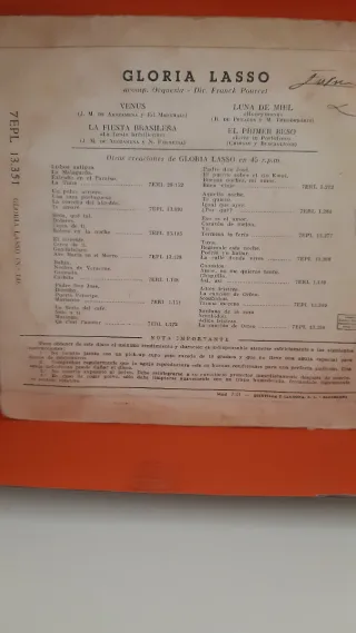 Disco de Vinilo "Gloria Lasso