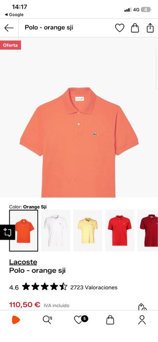 Polo Lacoste Naranja