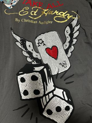 Camiseta Ed Hardy M/Larga Gris con etiqueta