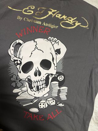 Camiseta Ed Hardy M/Larga Gris con etiqueta
