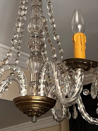 Lámpara araña cristal y metal dorado