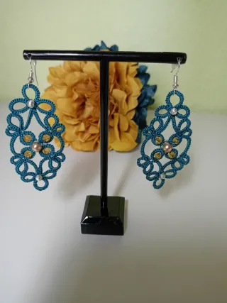 Pendientes artesanales encaje frivolité