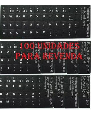 100 Adesivos para Teclado Portugues PT - Preto