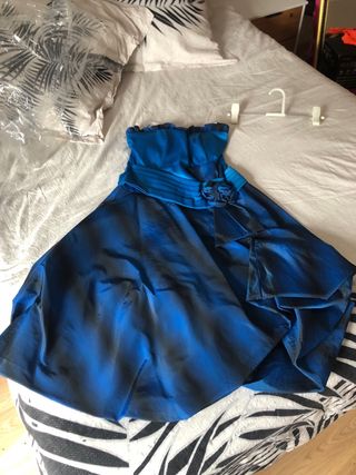 Vestido de fiesta azul y turquesa