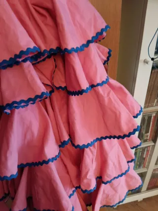 Vestido flamenco niña volantes coral