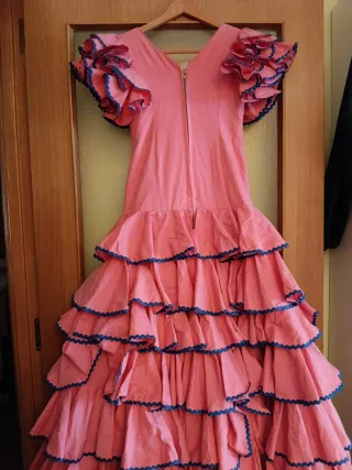 Vestido flamenco niña volantes coral