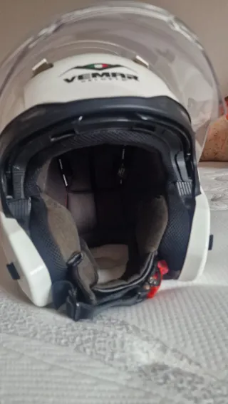 Casco Moto Blanco y Negro