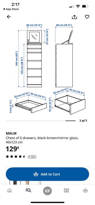 Cómoda MALM 6 cajones Ikea