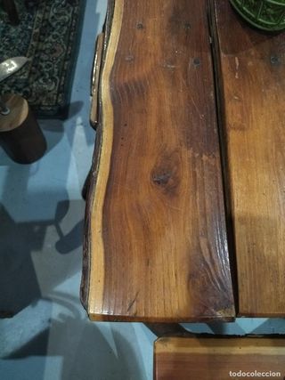 Mesa y 4 sillas madera maciza rústica