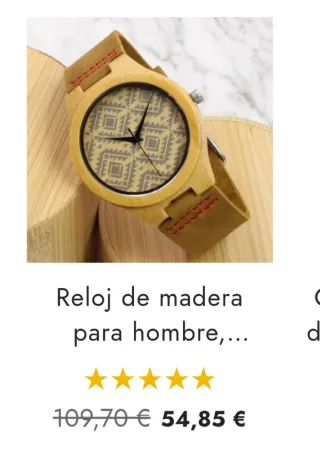 Reloj Madera Correa Piel Diseño Geométrico