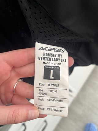 Chaqueta Moto ACERBIS Mujer Negra y espaldera