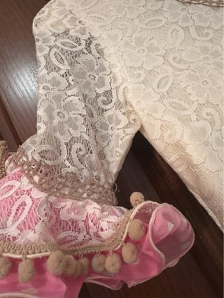 Vestido Flamenca Niña Blanco y Rosa