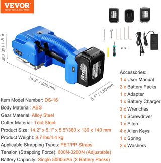 VEVOR Flejadora Eléctrica para Flejes PP PET de 0,