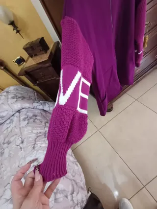 Cappottino in lana viola e bianco