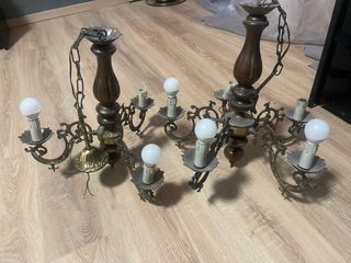 Lampadari Vintage Bronzo e Legno
