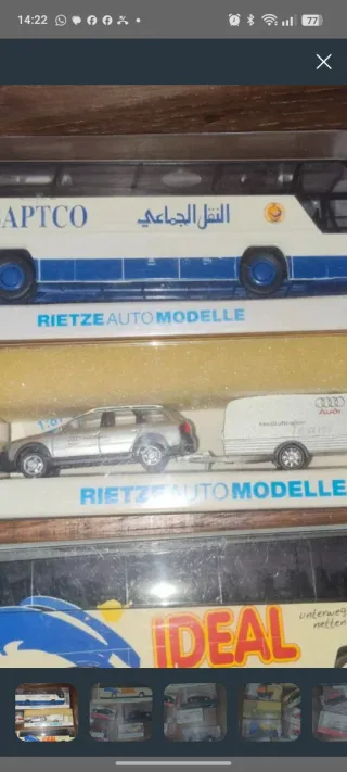 Audi con remolque Rietze. Escala 1/87