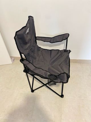 Silla plegable camping negra y gris