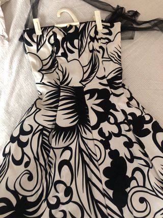Vestido fiesta/boda blanco y negro