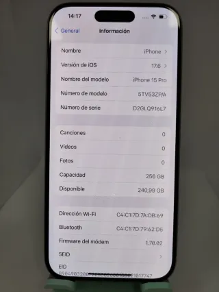 iPhone 15 Pro 256GB Gris