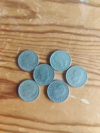6 Monedas 5 Pesetas 1975, 1980, 1989