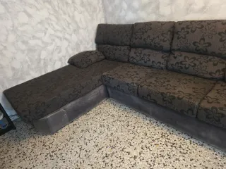 Sofá Cherlo tela negro y gris