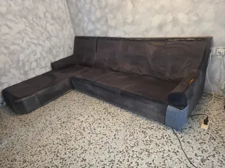 Sofá Cherlo tela negro y gris