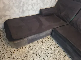 Sofá Cherlo tela negro y gris