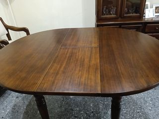 Mesa comedor madera oscura 8 personas