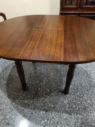 Mesa comedor madera oscura 8 personas