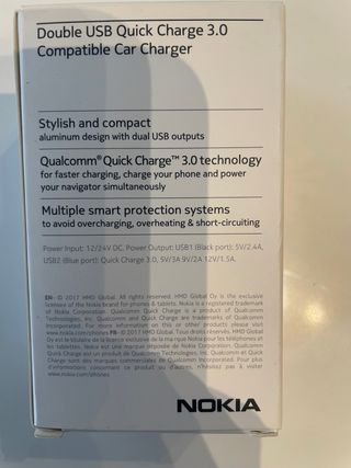 Cargador Coche Nokia Doble USB Precintado
