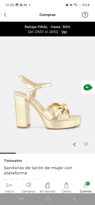 Sandalias Tintoretto doradas tacón plataforma