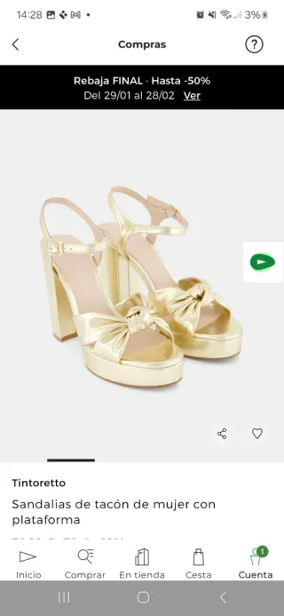 Sandalias Tintoretto doradas tacón plataforma